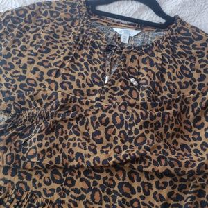 Cheetah Peasant Top